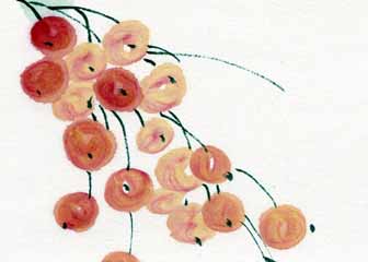 "Cherries II"  by June Buchanan, Cambridge WI - Chinese pigment on rice paper  